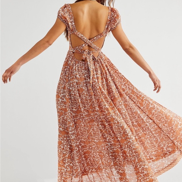 Free People ultra violet Maxi Dress Open Back in Tea Combo - Picture 1 of 5